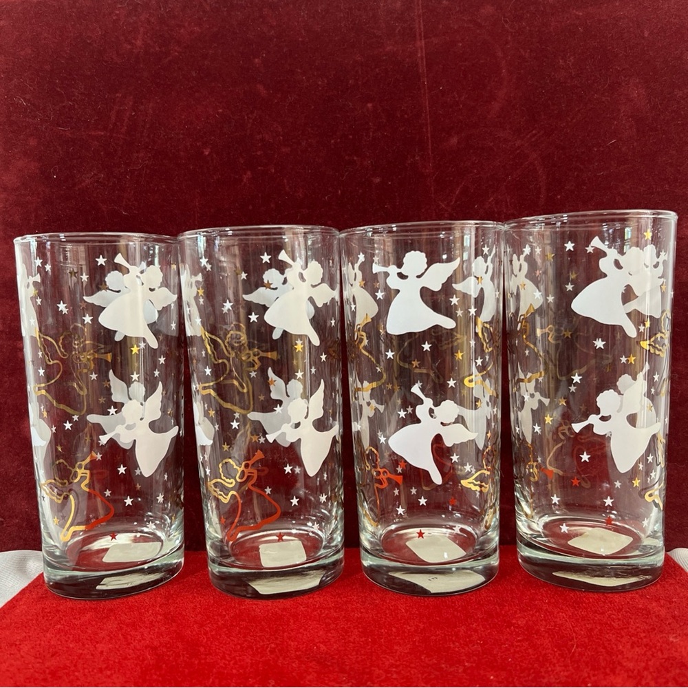 Anchor Hocking Angel and Star Glass Set set of‎ four